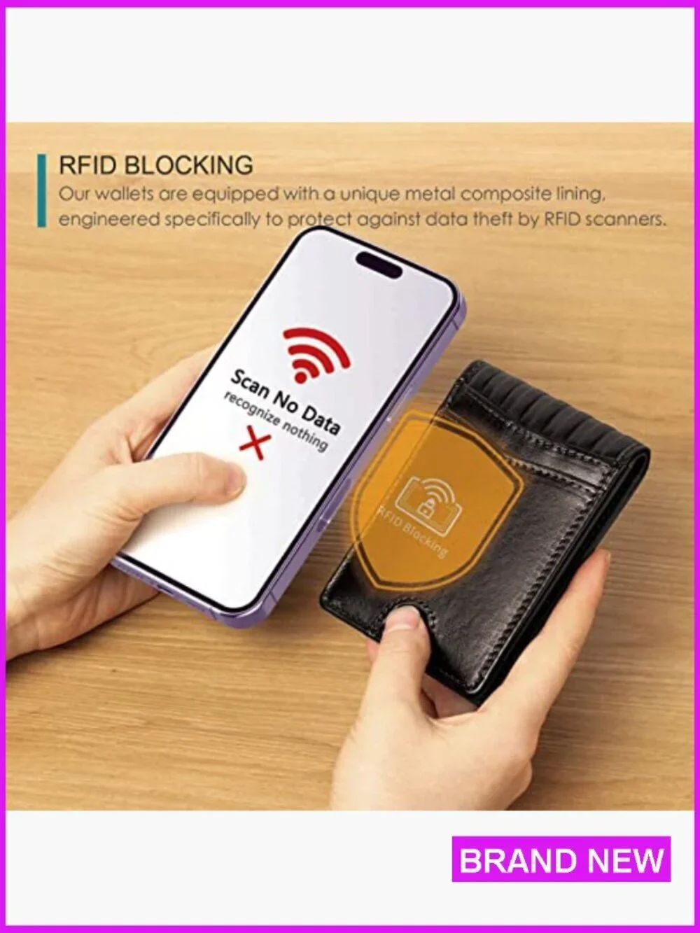 Men's Full Grain Leather Bifold Wallet RFID Blocking Slim Retro Classic